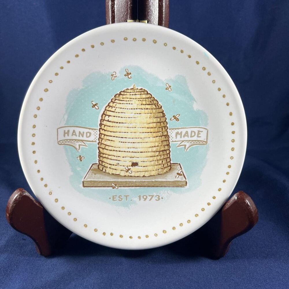 Handmade Stoneware Bee Plate By Creative Co-Op  Microwave & Dishwasher Safe
